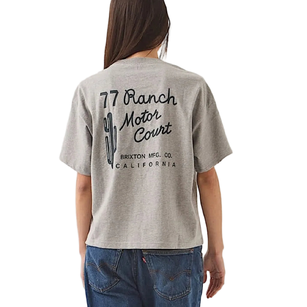 Brixton Women's Ranch Motor Court Boxy Cropped Tee - Heather Grey