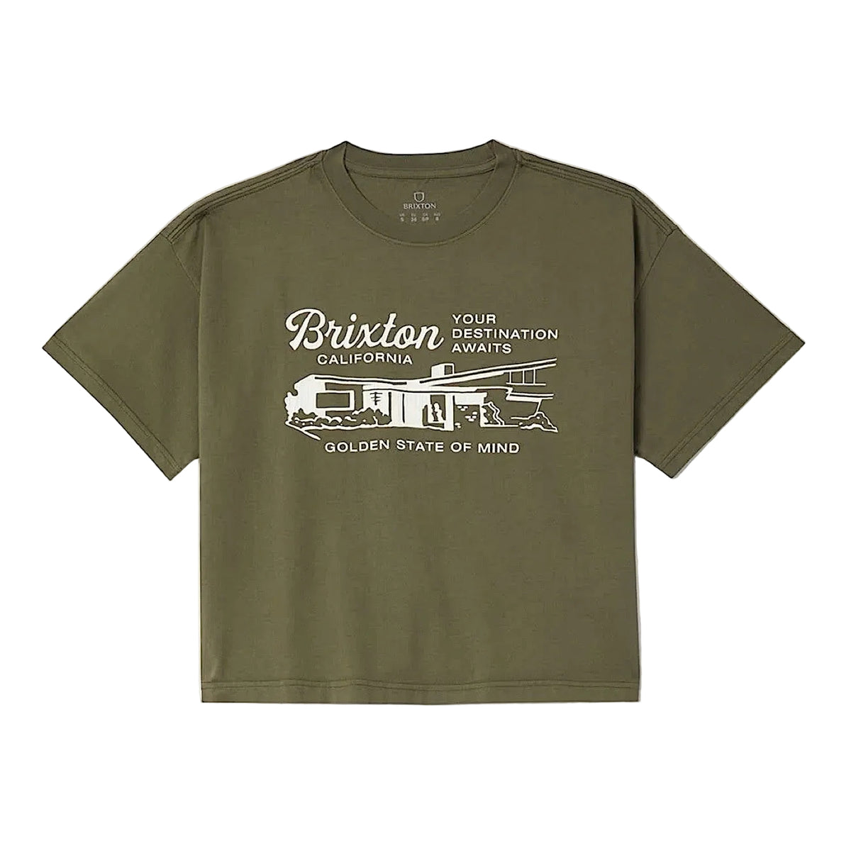 Brixton Women's Your Destination Awaits Boxy Cropped Tee - Dark Olive