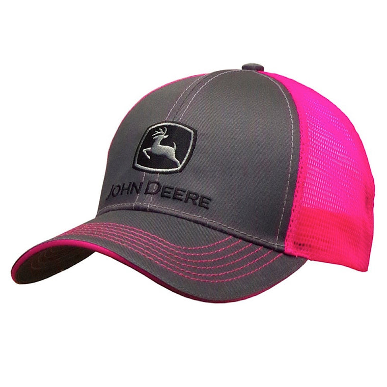 John Deere Neon Cap- Charcoal/Pink