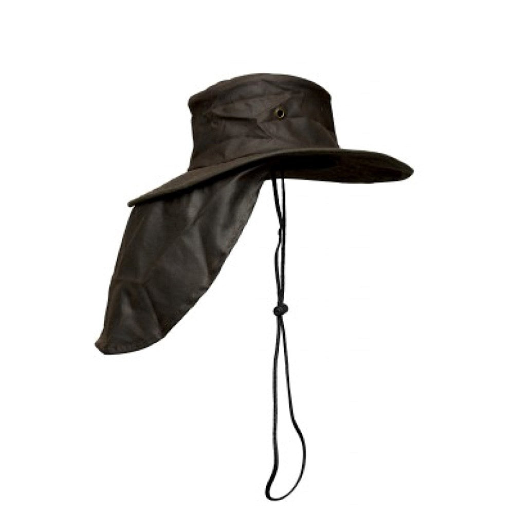 Burke & Wills Oilskin Flinders Hat (With Flap) Brown