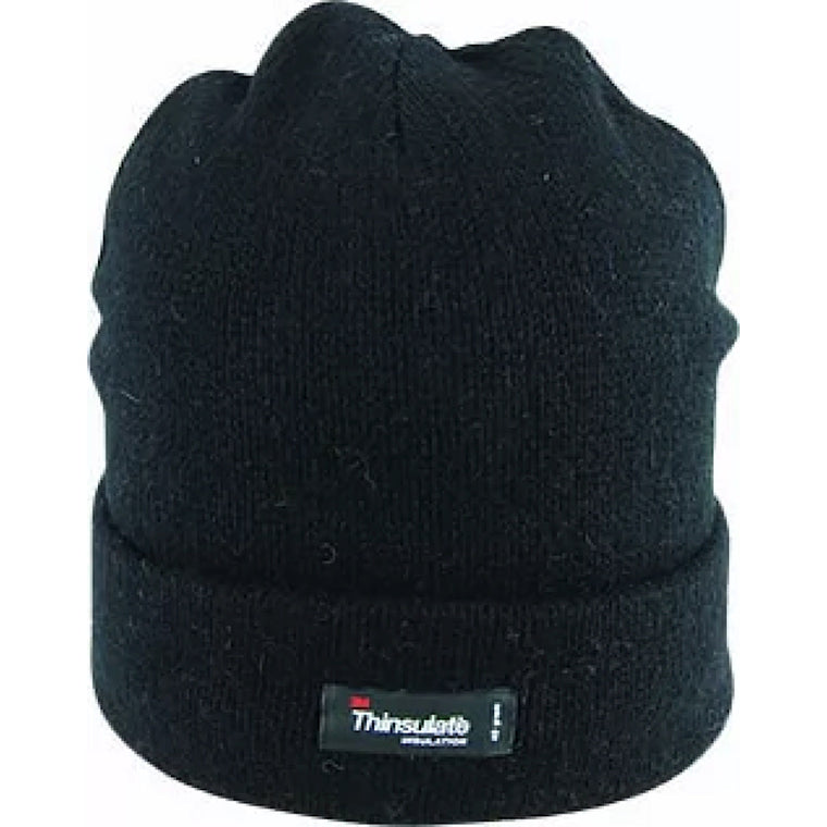 Avenel Ragg Wool Beanie with Thinsulate Lining - Black
