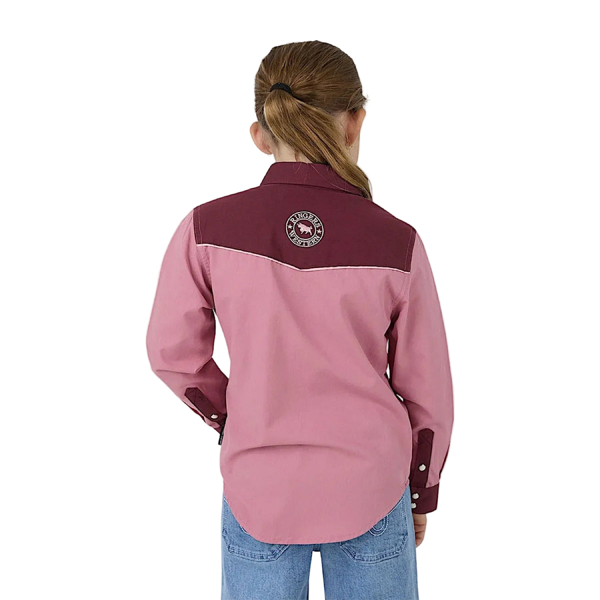 Ringers Western Girls Bonnie Western Shirt - Dusty Pink/Plum