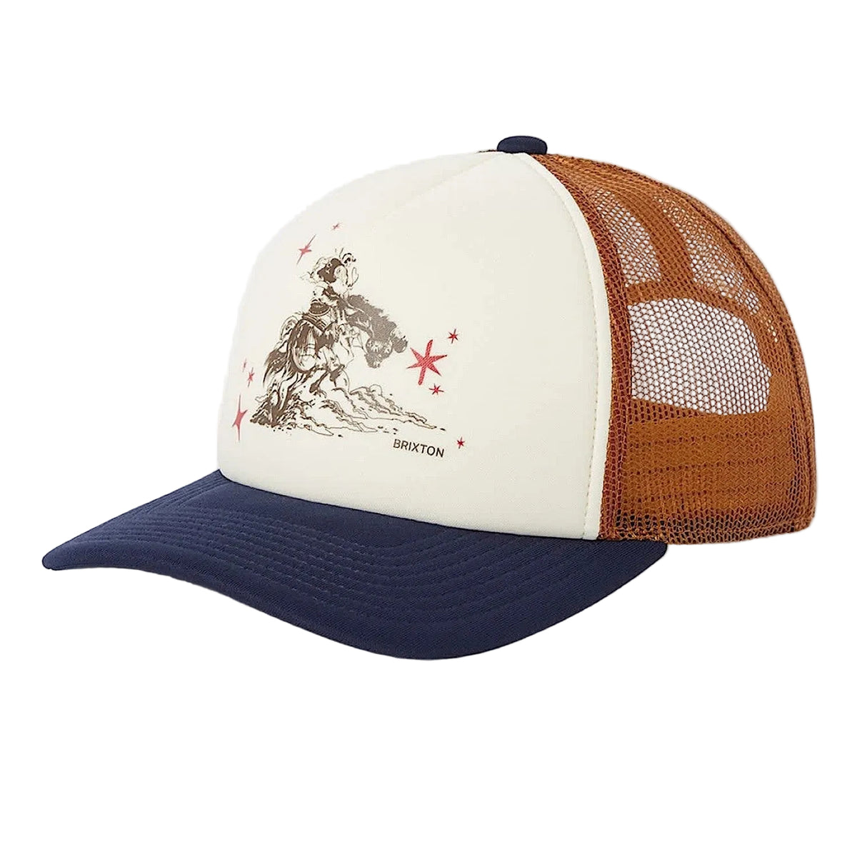 Brixton Mid Century Ranch Trucker Hat - Off White/Washed Navy/Caramel
