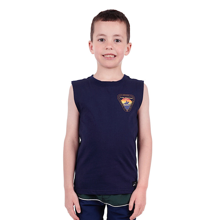 Pure Western Boys Cleveland Muscle Tank-Navy