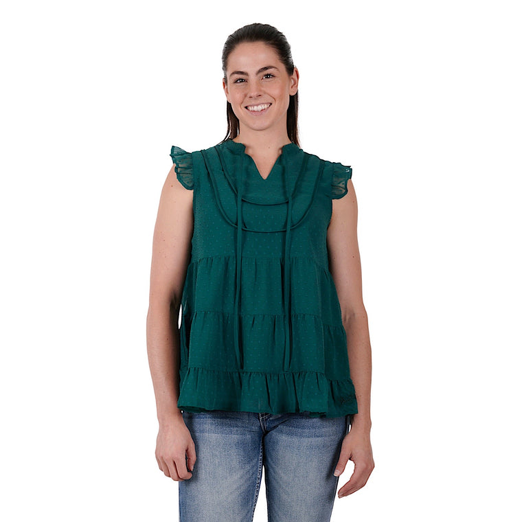 Pure Western Womens Athena Blouse-Green