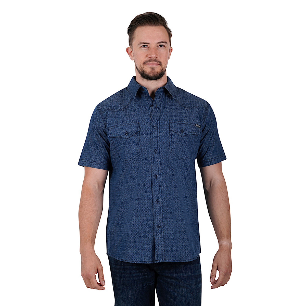 Pure Western Mens Steve S/S Shirt-Denim