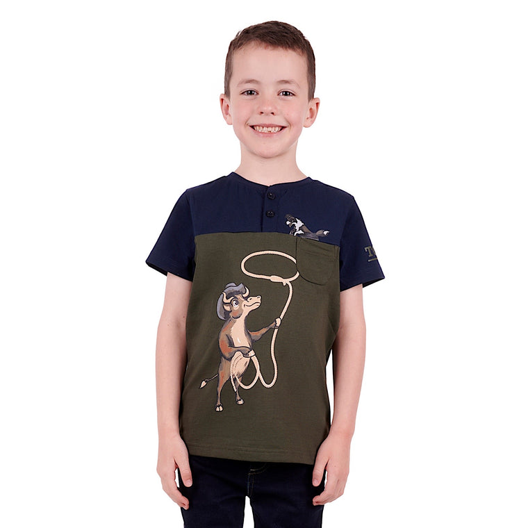 Thomas Cook Boys Lasso S/S Henley Tee Navy/Green