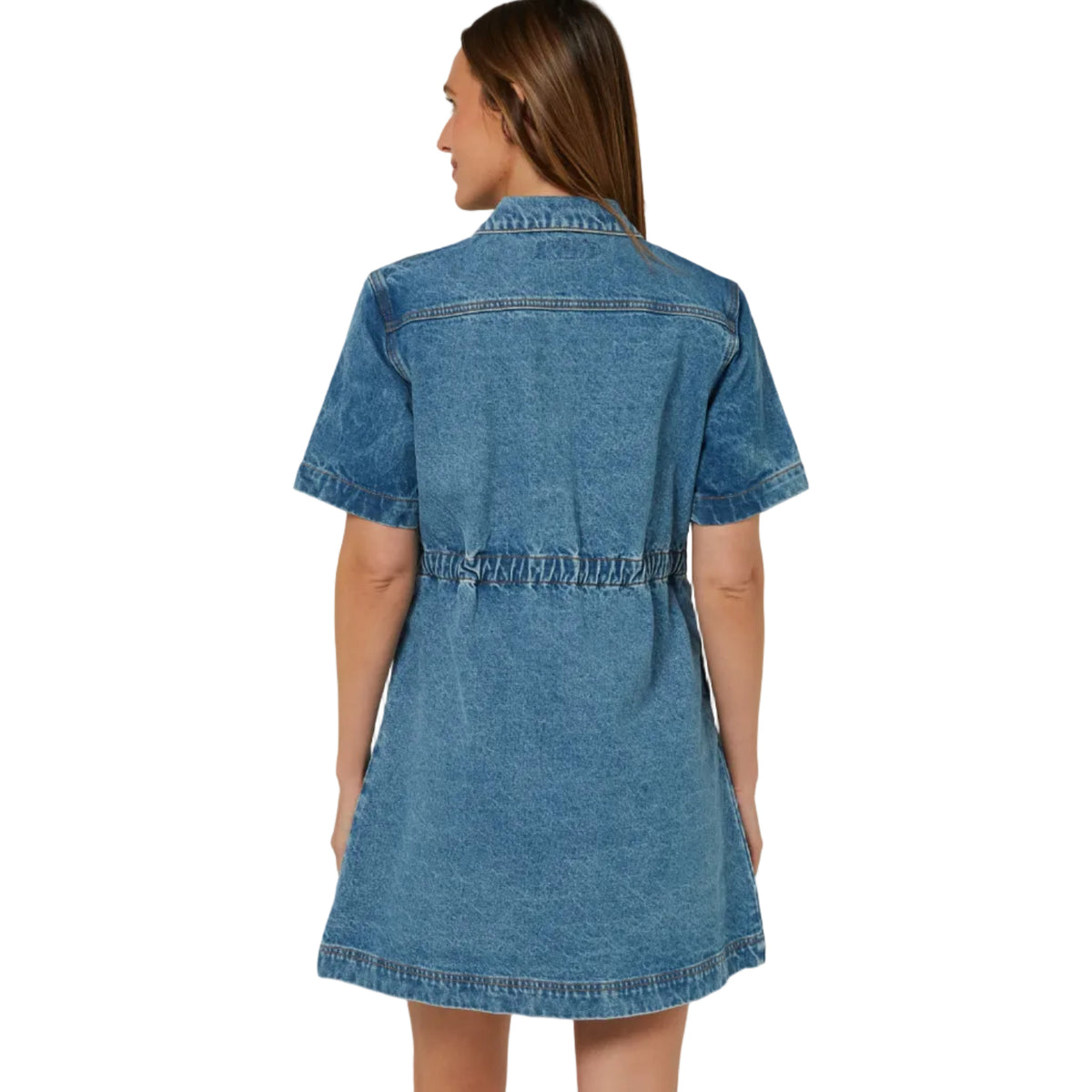 Pilbara Women's Josie Short Sleeve Denim Dress - Light Indigo