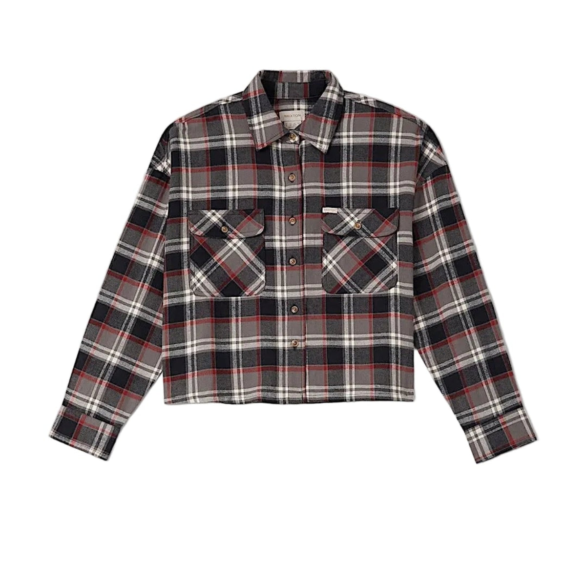 Brixton Women's Bowery Cropped Overshirt - Washed Black Plaid