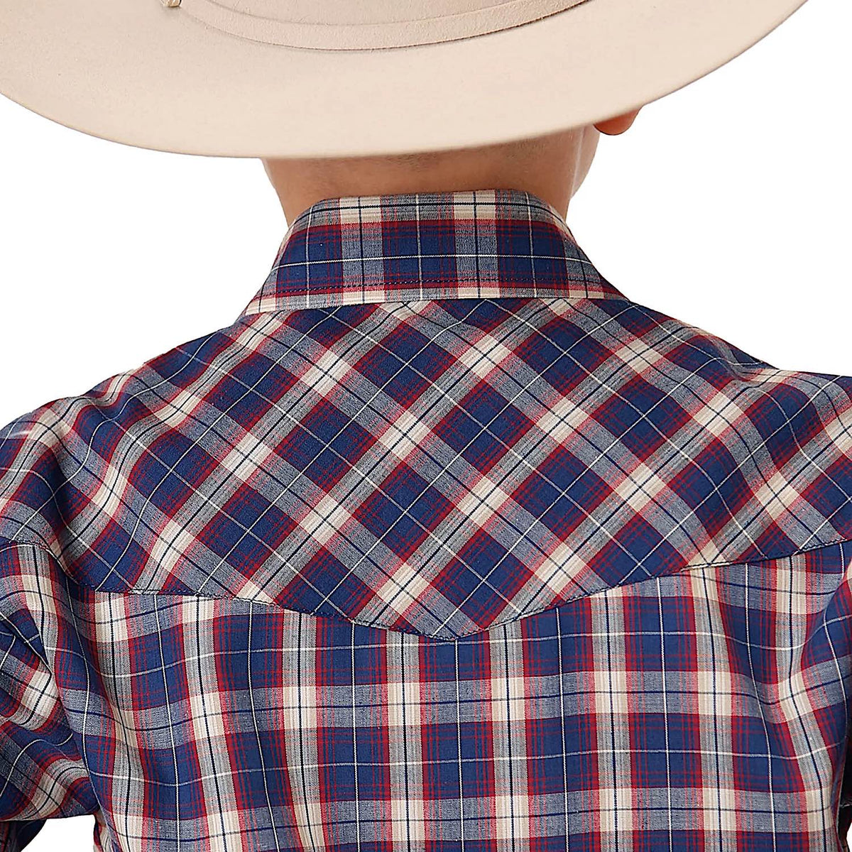 Roper Boy's Karman Classic Collection Shirt - Plaid Navy / Red / Cream Windowpane