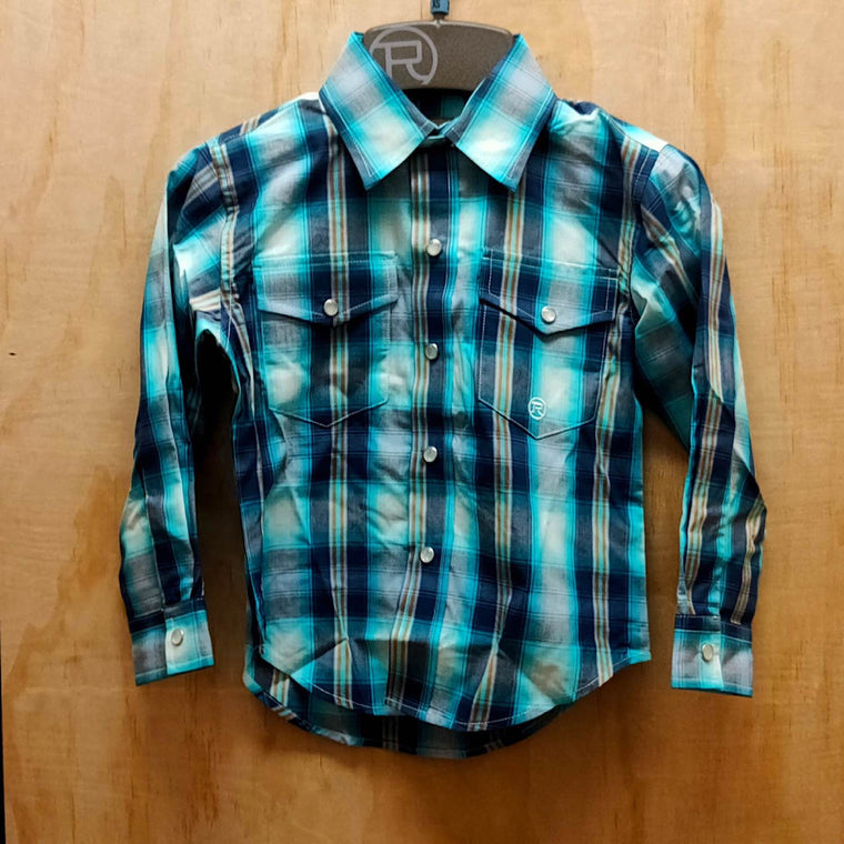 Roper Boys Amarillo Collection L/S Shirt Plaid Blue
