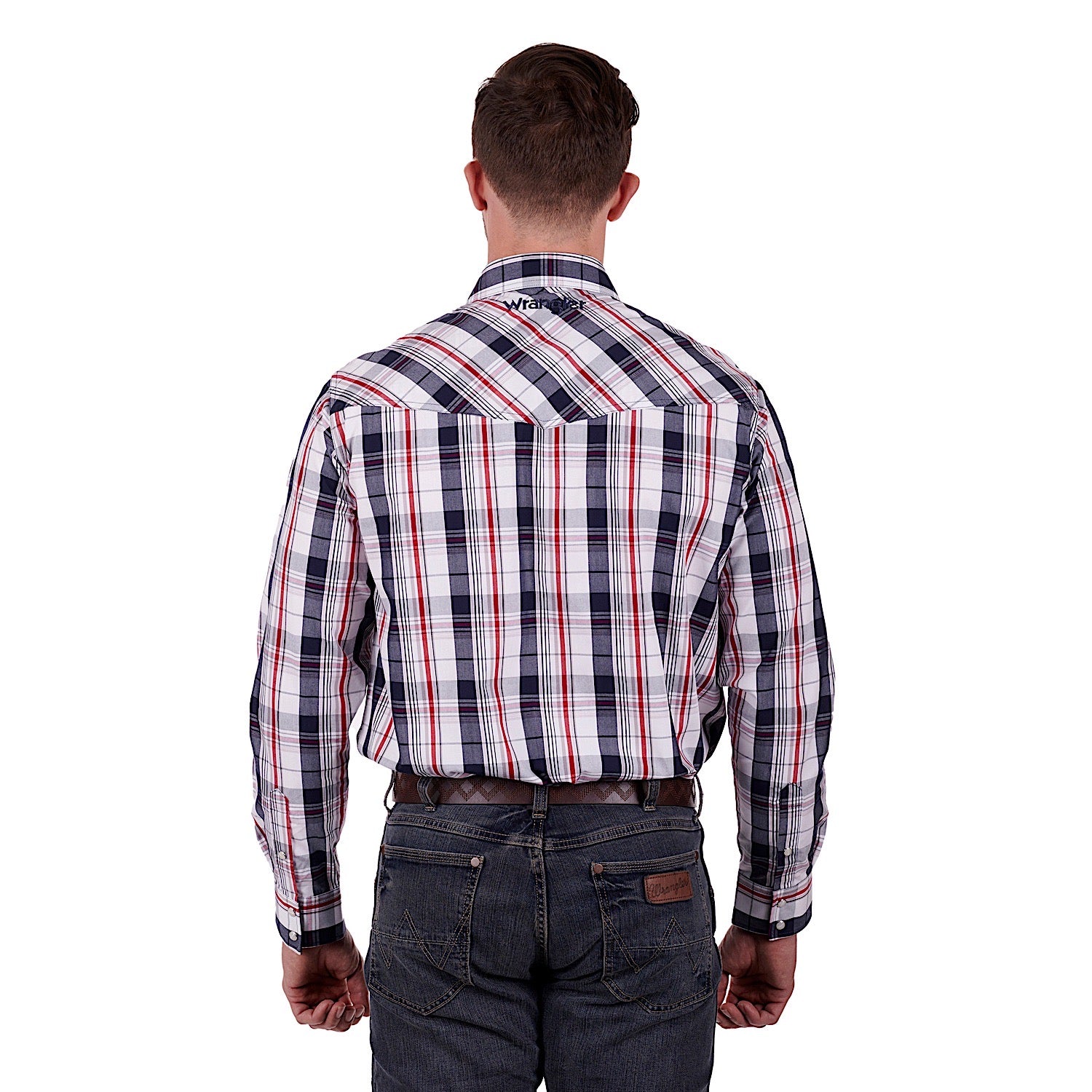 Buy Wrangler Mens Hume Shirt Navy/Red - The Stable Door