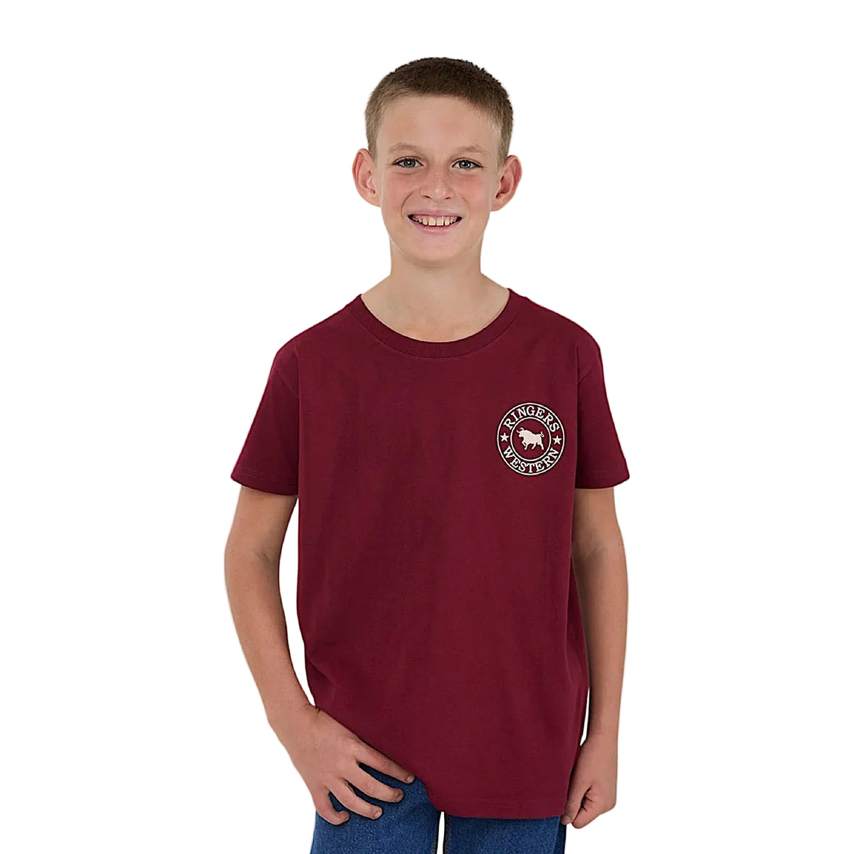 Ringers Western Kid's Signature Bull Classic Fit T-Shirt - Plum / Beige