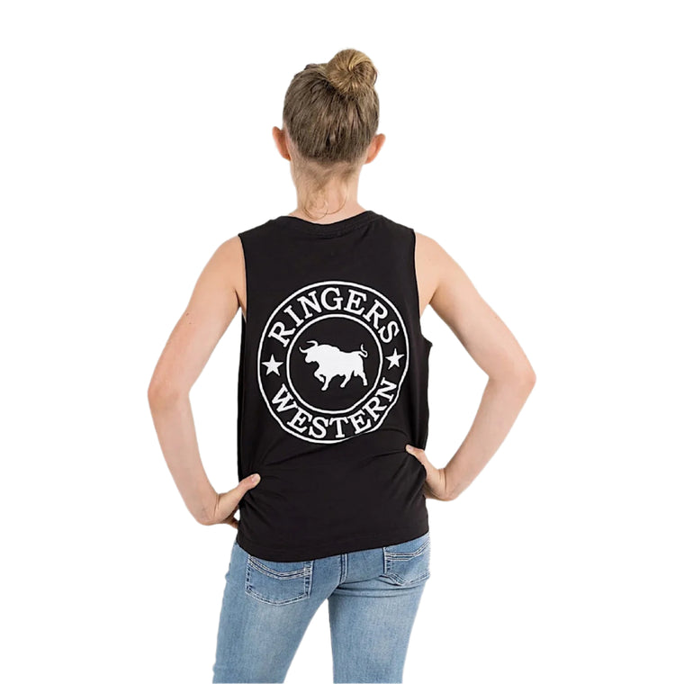 Ringers Western Signature Bull Kid's Muscle Tank - Black/White