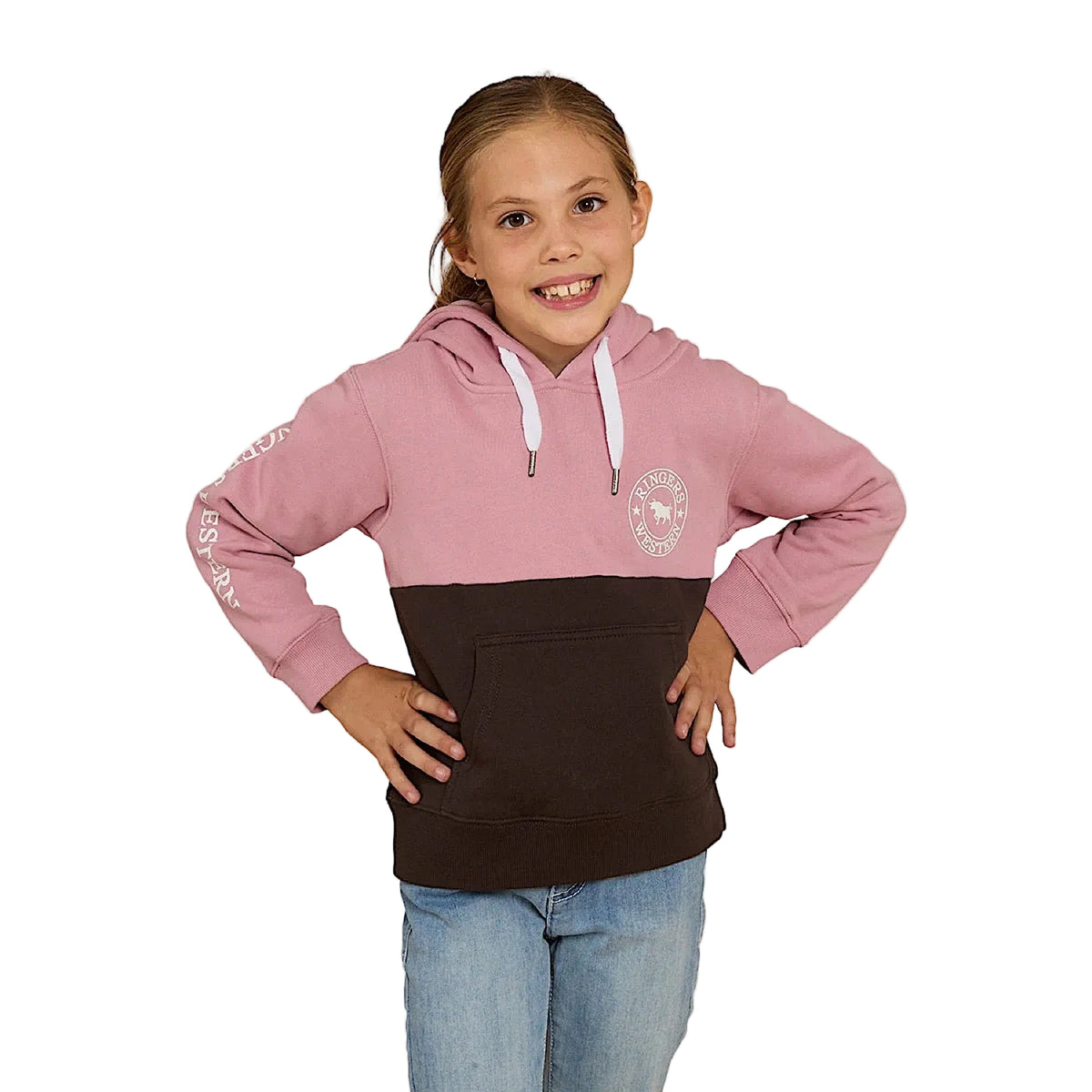 Ringers Western Kid’s Oakey Hoodie - Rosey/Charcoal