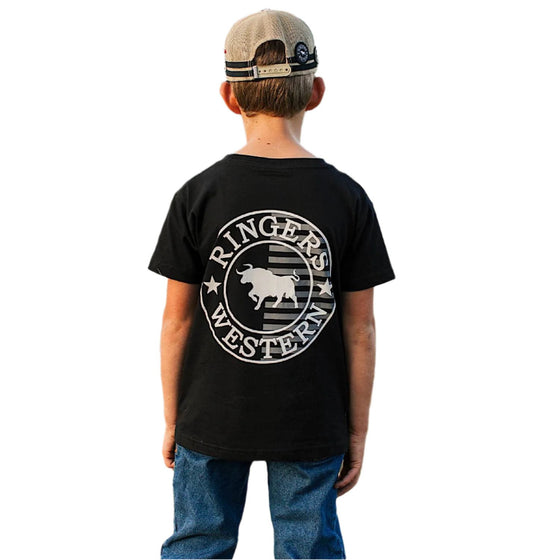 Ringers Western Kid's Signature Bull Flag Classic Fit T-Shirt - Black