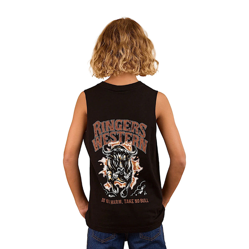 Ringers Western Kid’s Take No Bull Muscle Tank - Black
