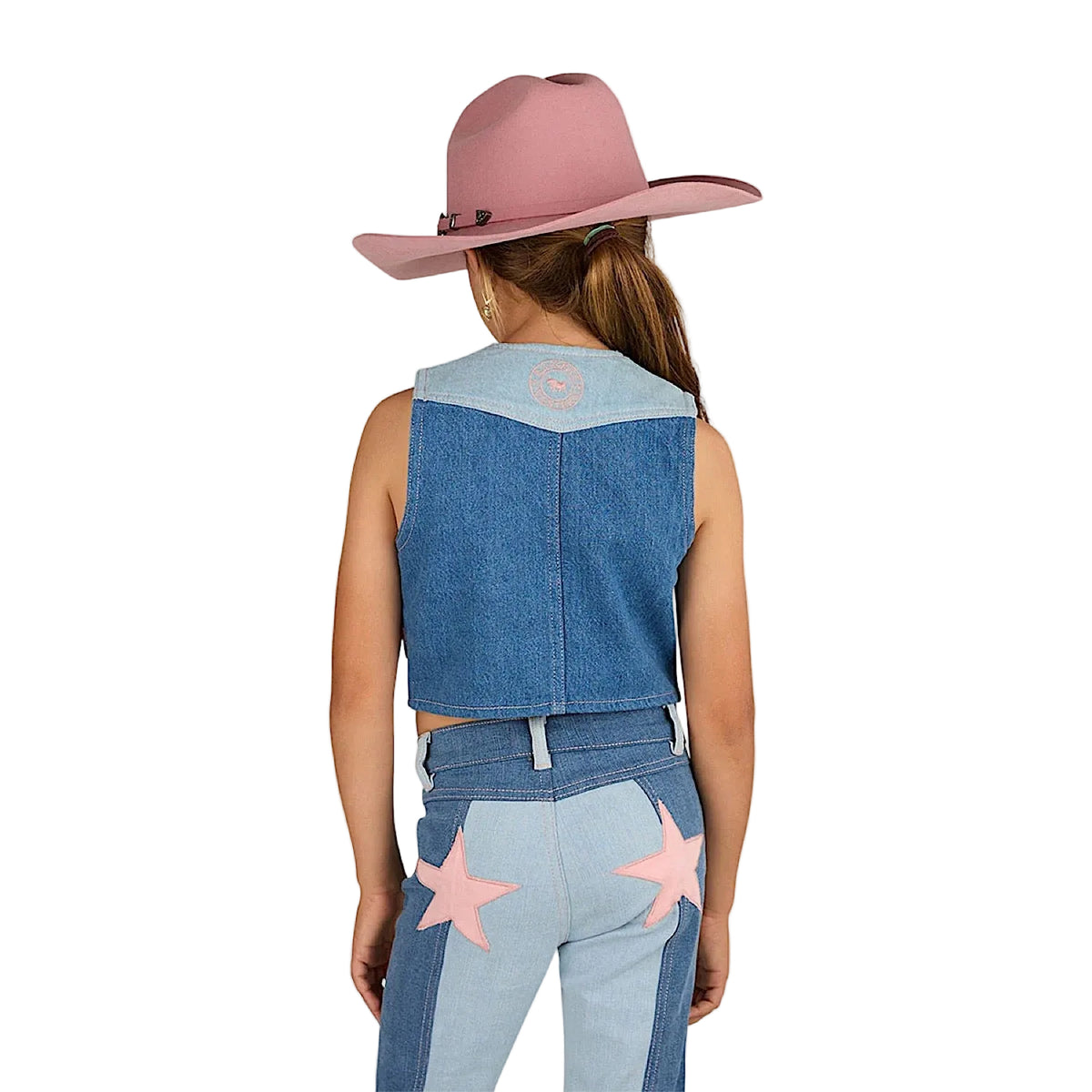 Ringers Western Girl’s Ella Panel Vest - Vintage Light Blue/Dark Mid Blue