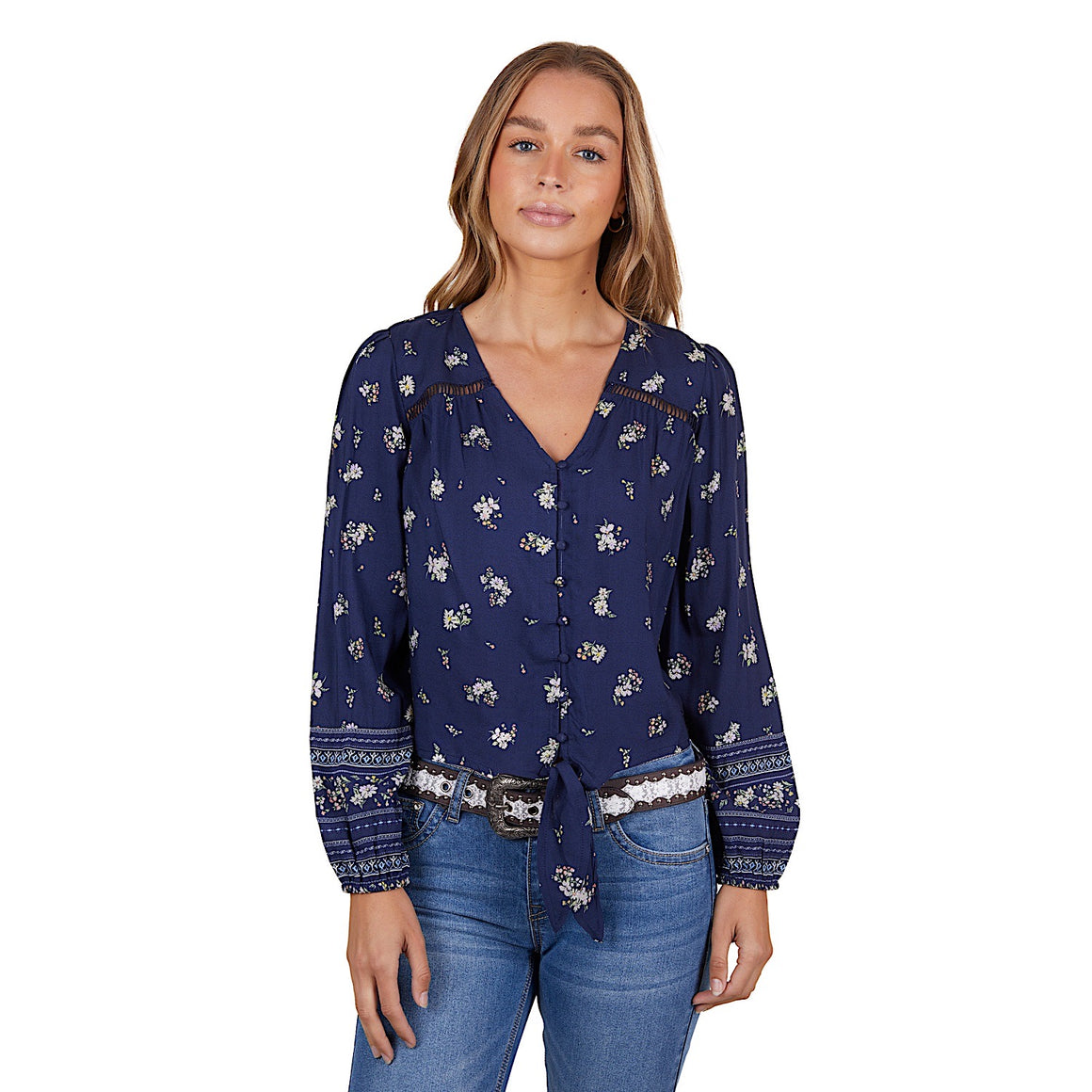 Pure Western Women's Amber Blouse Navy