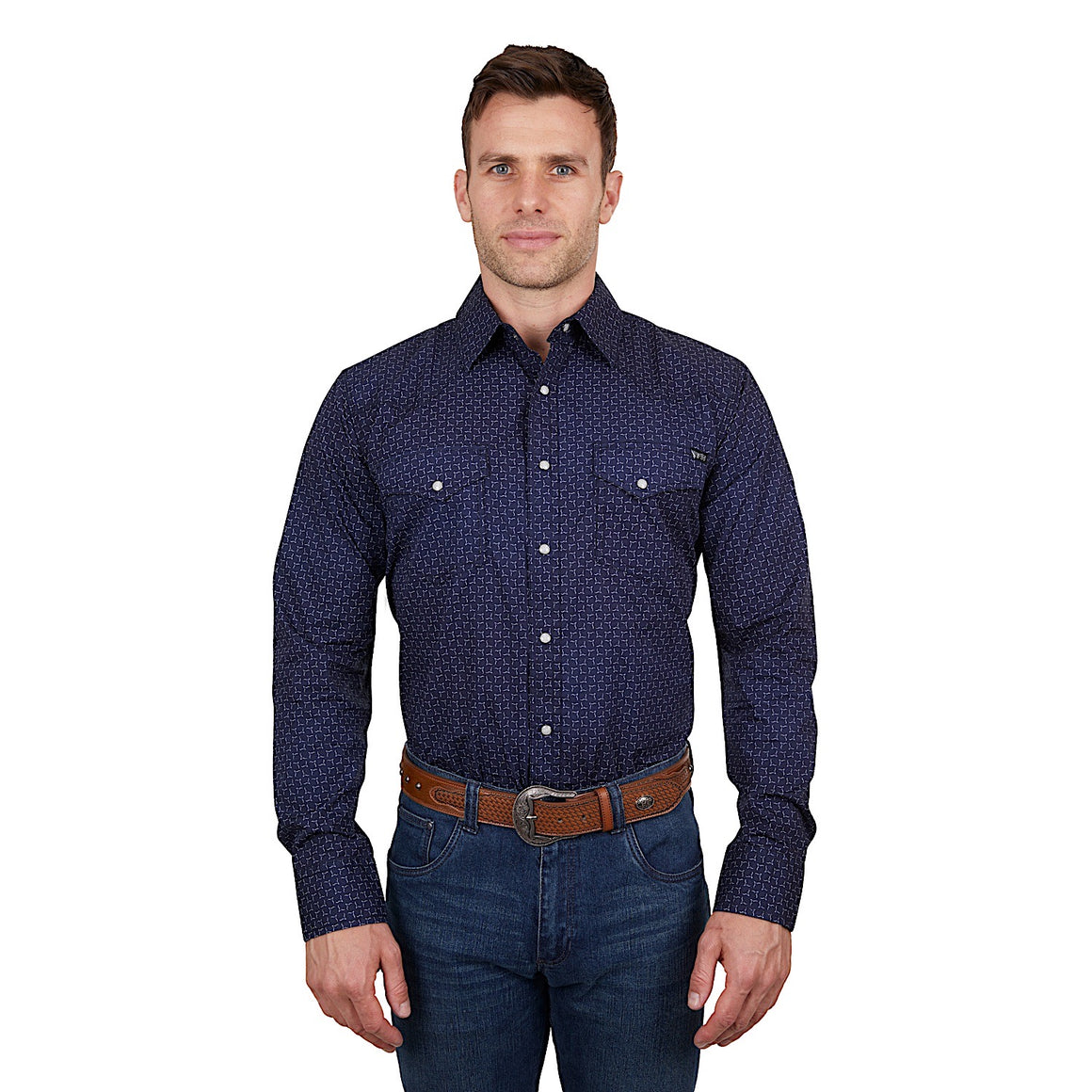 Pure Western Men's Jett Shirt Navy/White