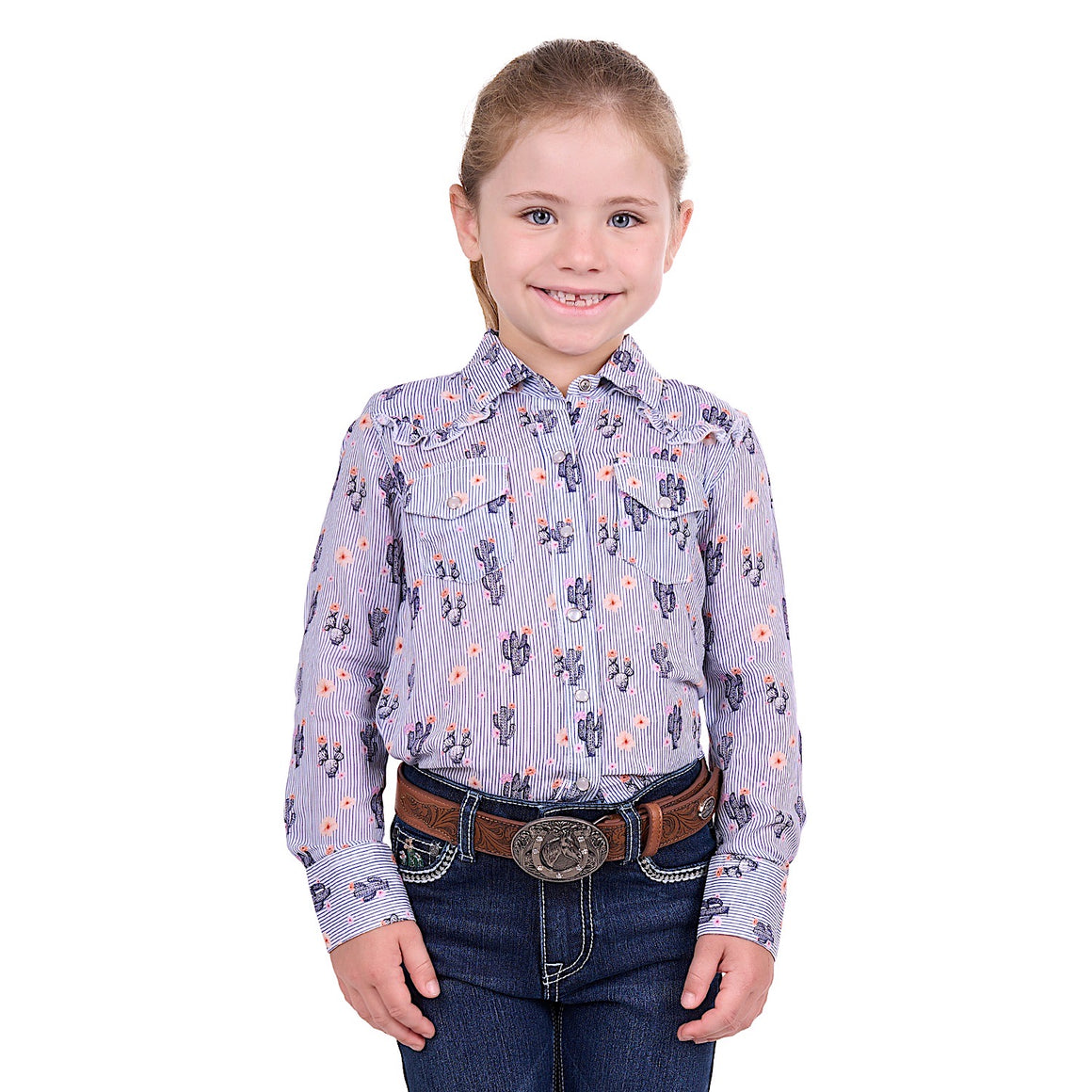 Pure Western Girl's Mavis Shirt Navy