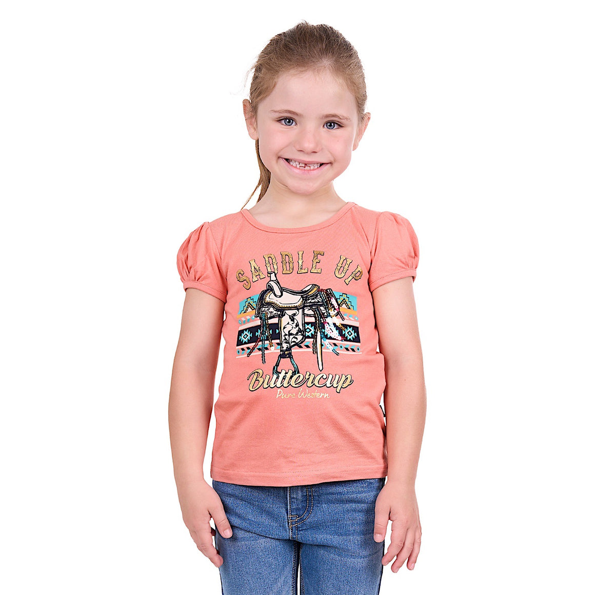 Pure Western Girl's Candice Tee Coral