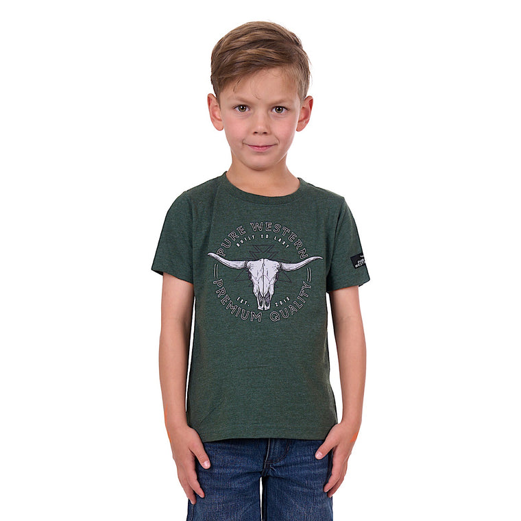 Pure Western Boy's Enzo Tee Green Marle