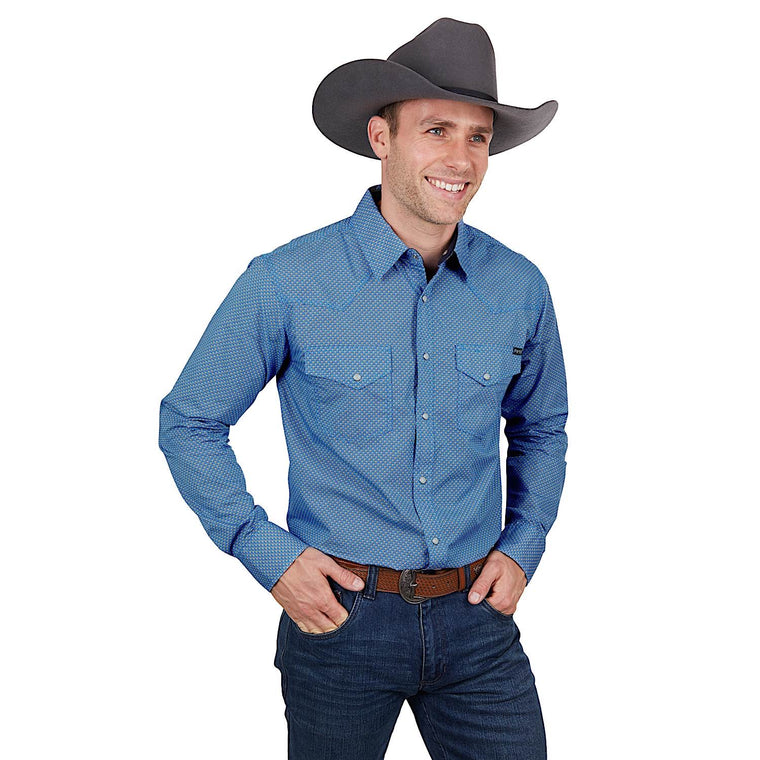 Pure Western Men's Seth Shirt Royal/Orange