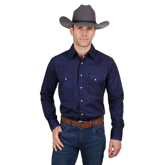 Pure Western Men's Jett Shirt Navy/White