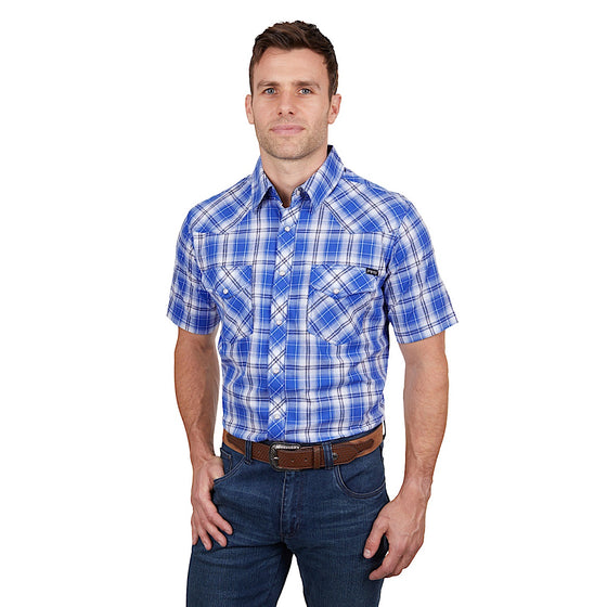 Pure Western Men's Mark Short Sleeve Shirt Royal