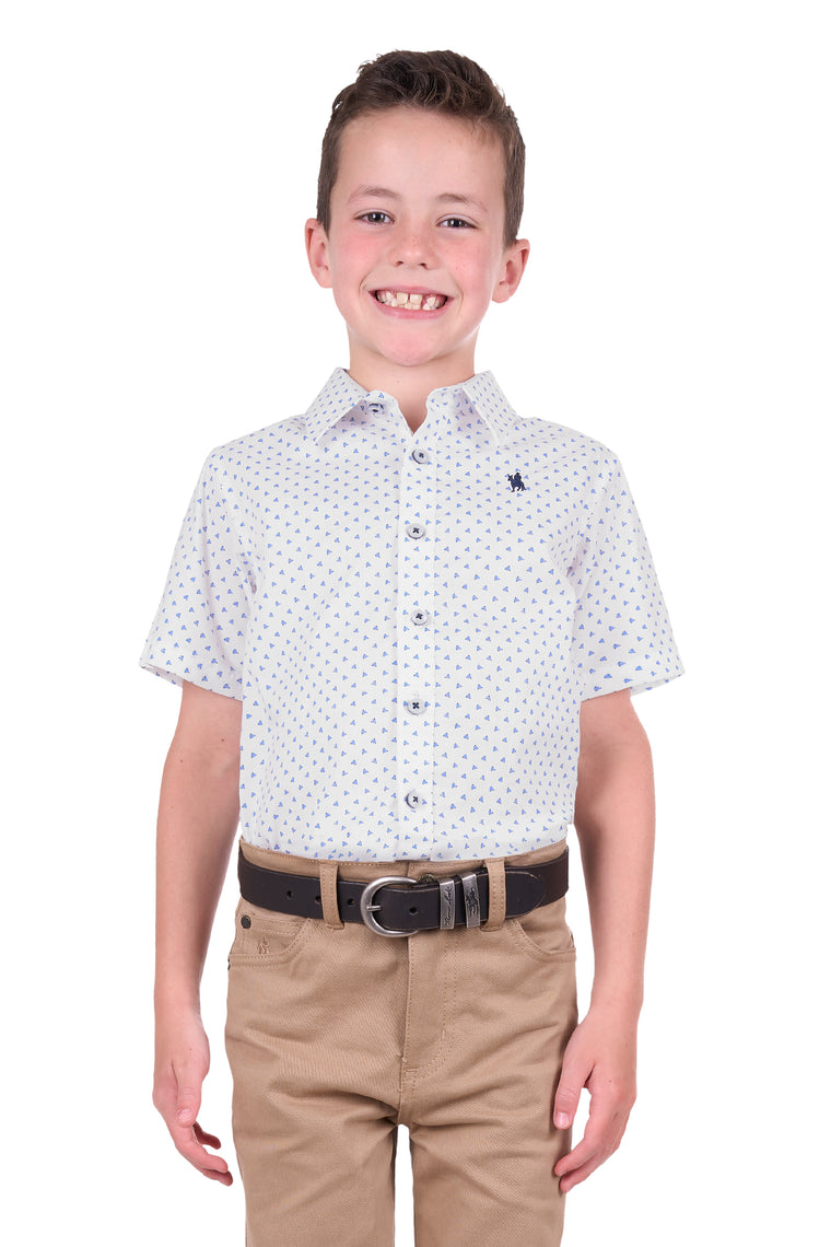 Thomas Cook Boy's Jude Short Sleeve Shirt White/Royal