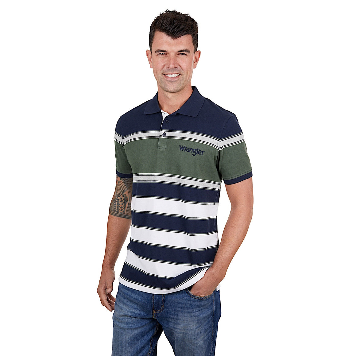 Wrangler Men's Alex Polo Navy/Cypress