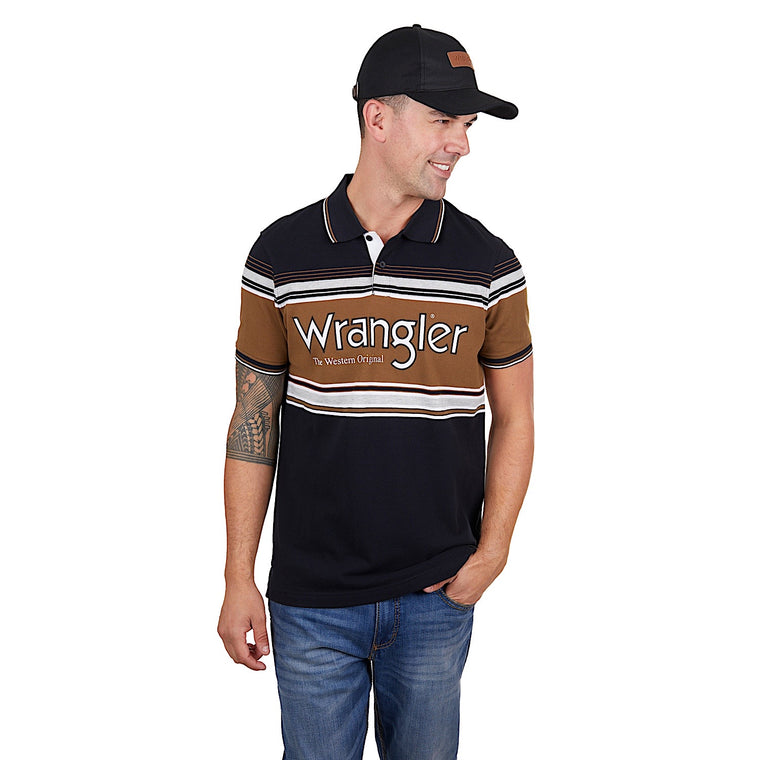 Wrangler Men's Kane Polo Black/Tan