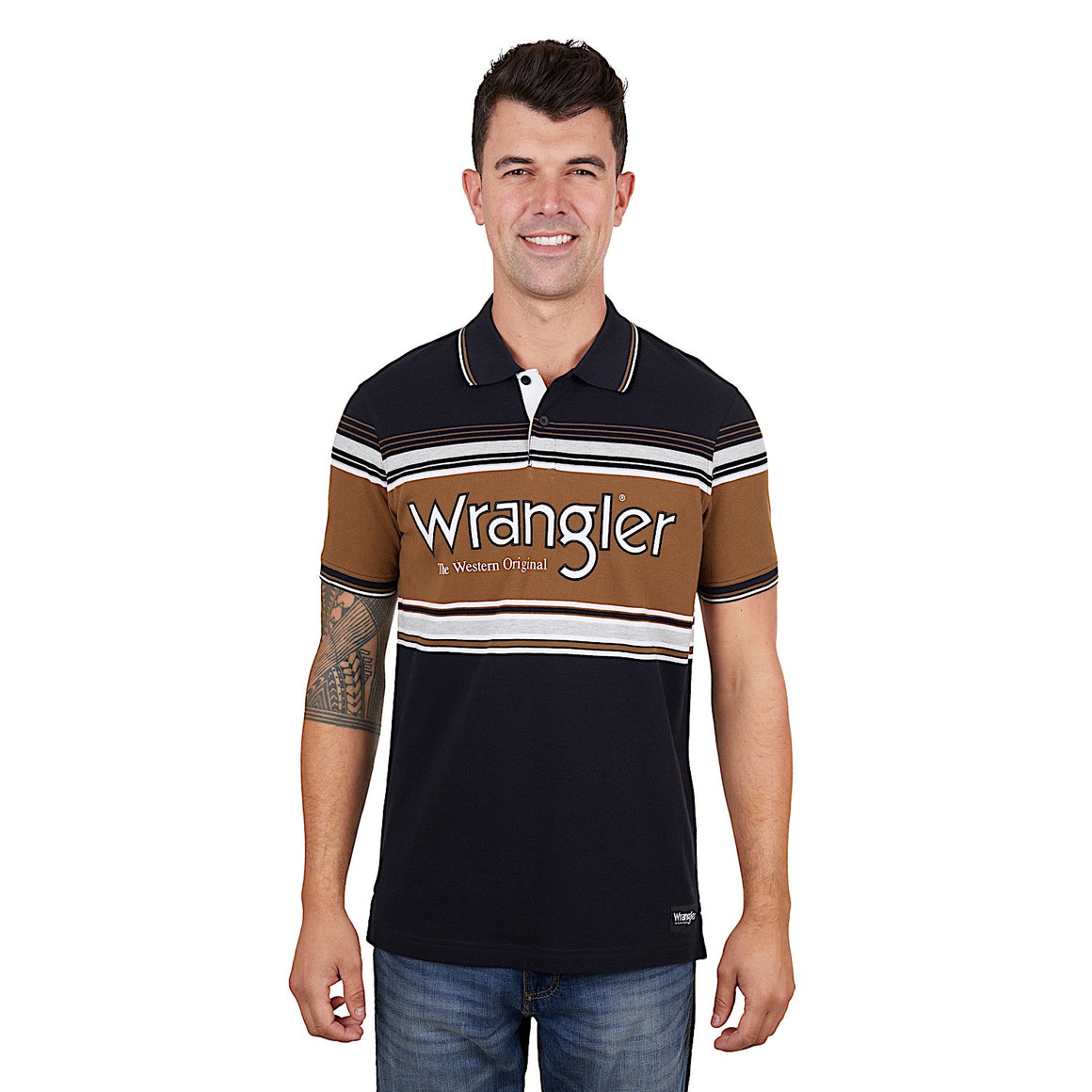 Wrangler Men's Kane Polo Black/Tan