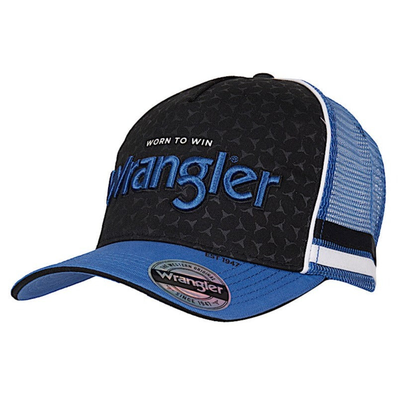 Wrangler Cap Jack High Profile Trucker Black/Royal Blue