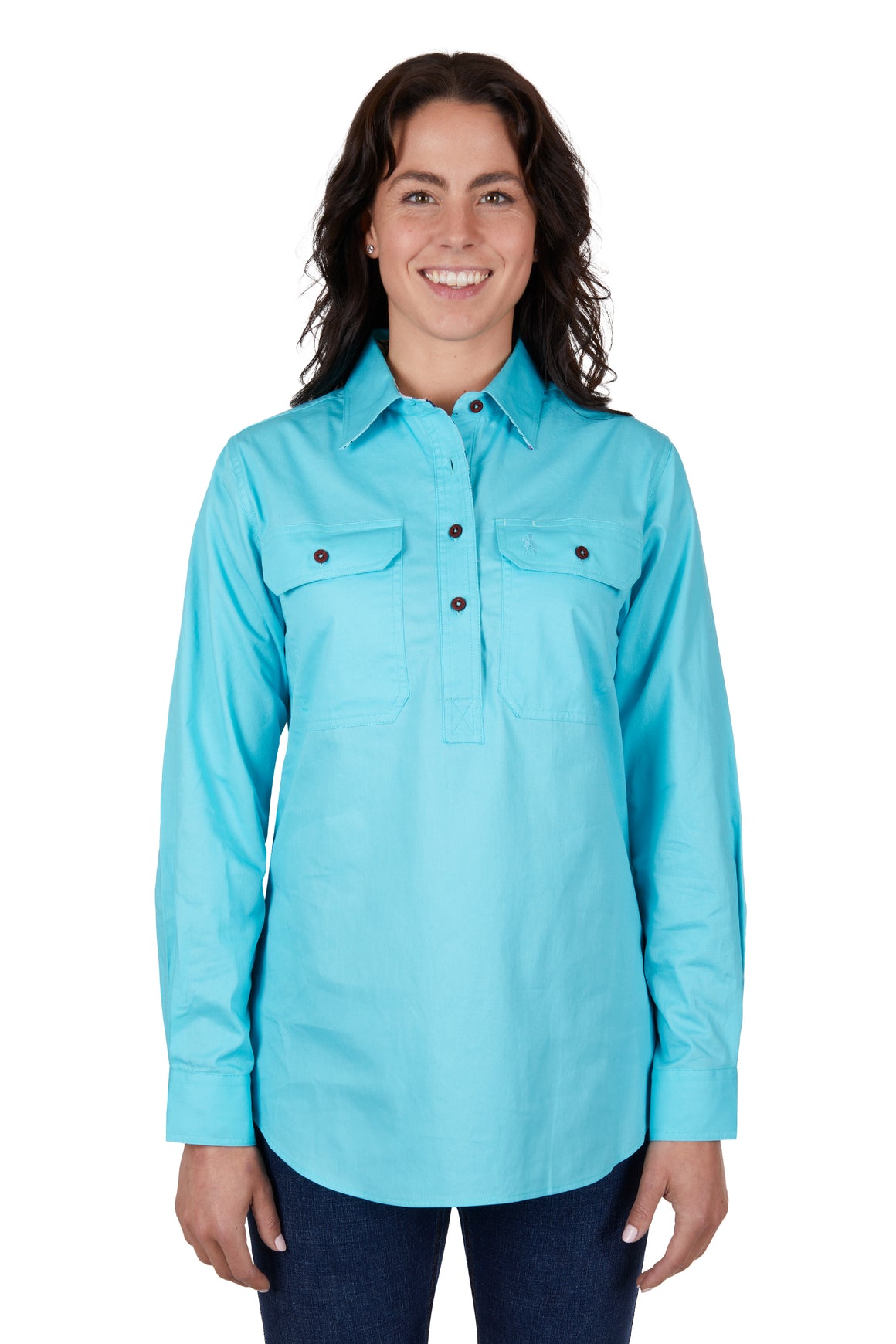 Thomas Cook Women's Light Half Placket Shirt Aqua