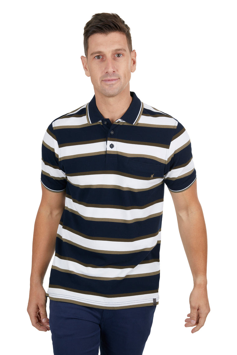 Thomas Cook Men's Ash Tailored 1 Pocket Polo Navy/Tan