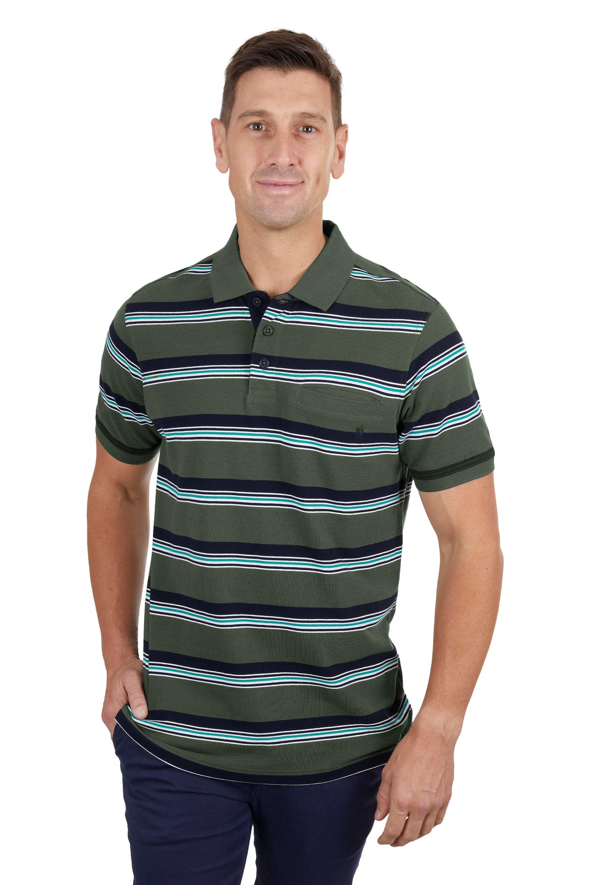 Thomas Cook Men's Axel 1 Pocket Polo Dark Green/Navy