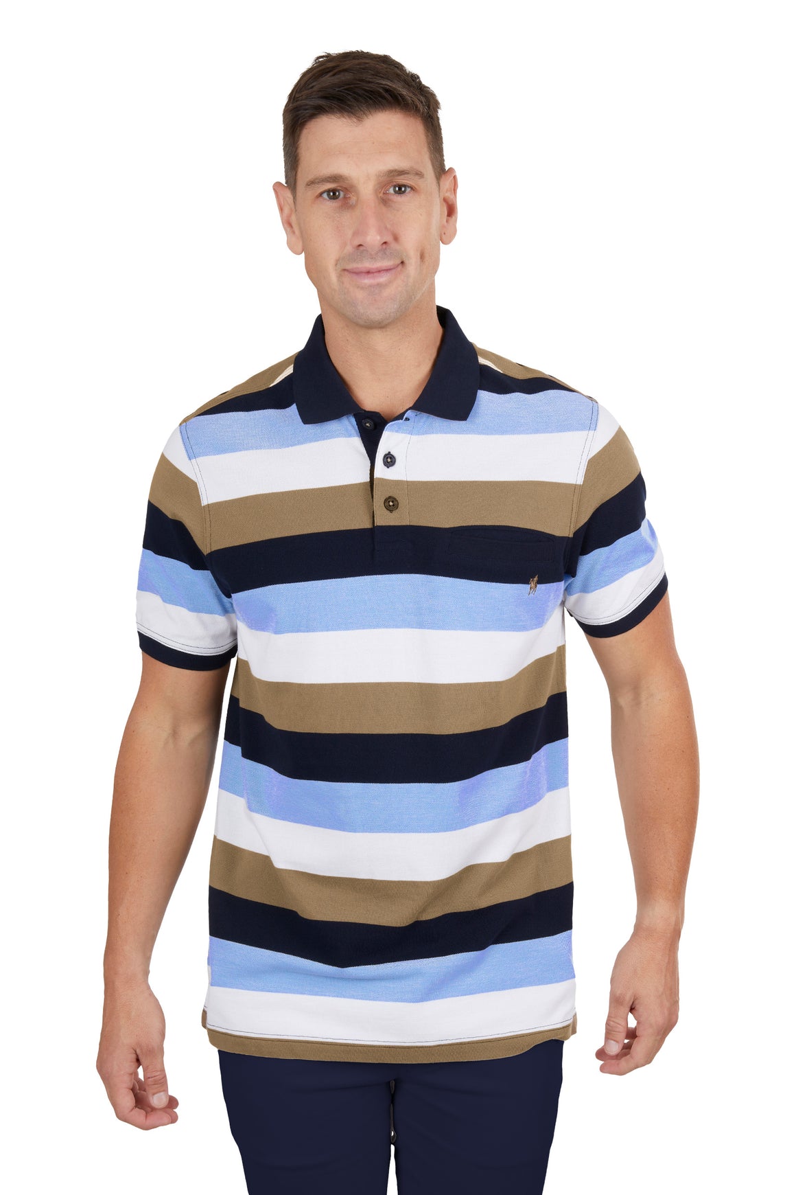 Thomas Cook Men's Jay 1 Pocket Polo Navy/Tan