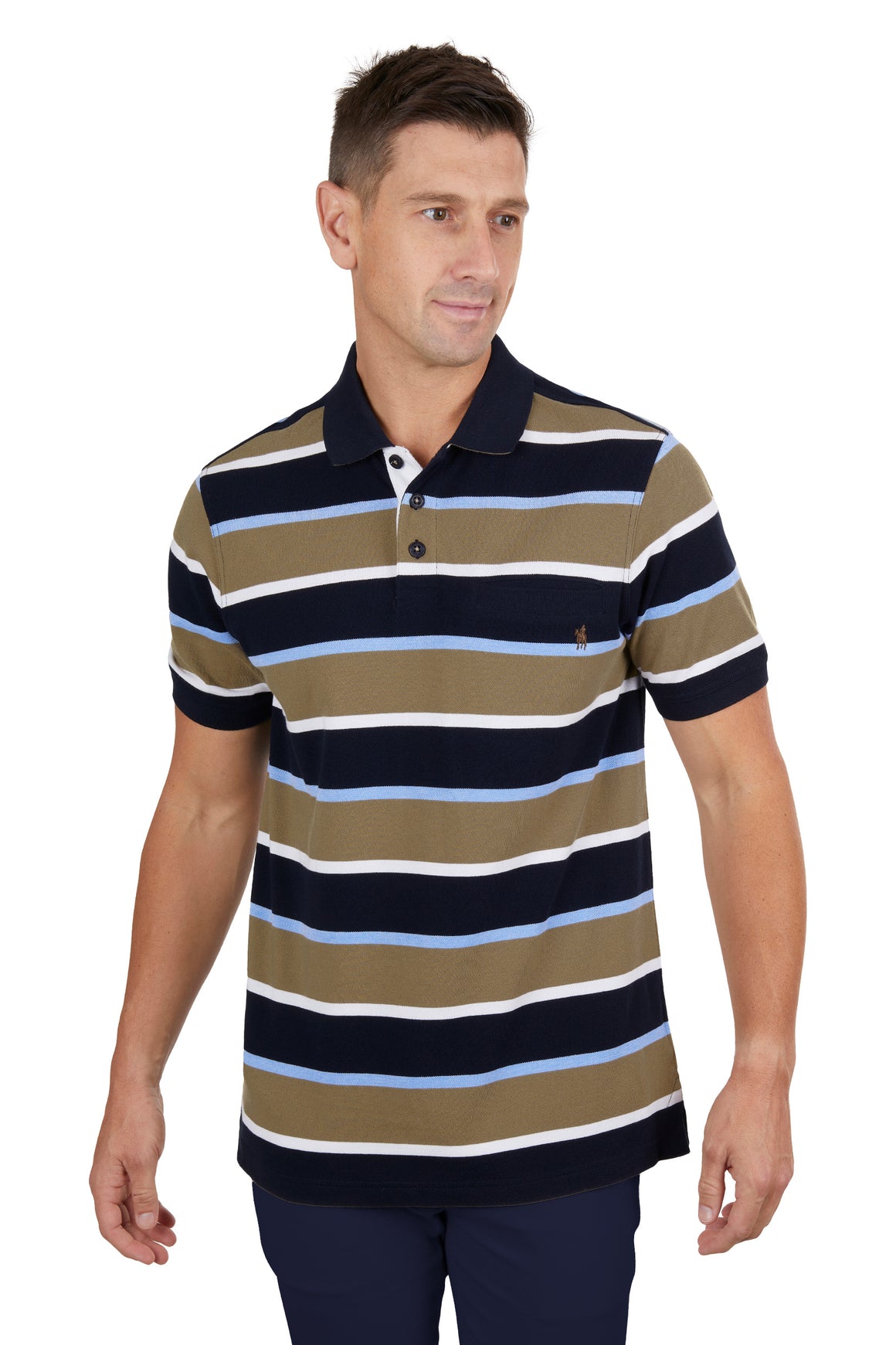 Thomas Cook Men's Troy 1 Pocket Polo Navy/Tan