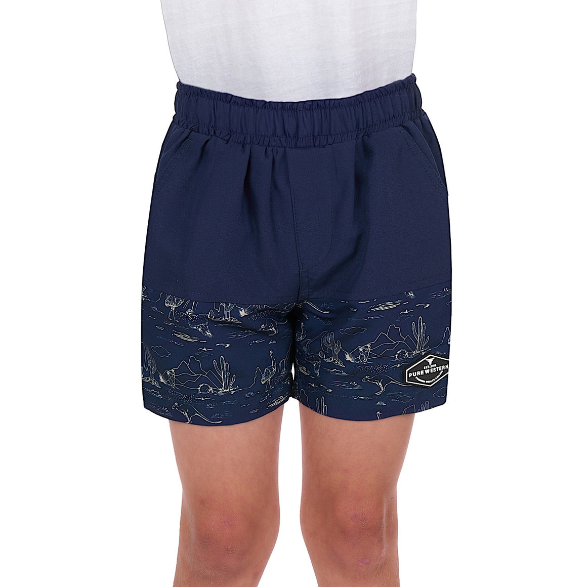 Pure Western Boy's Drew Boardshort Navy/Tan