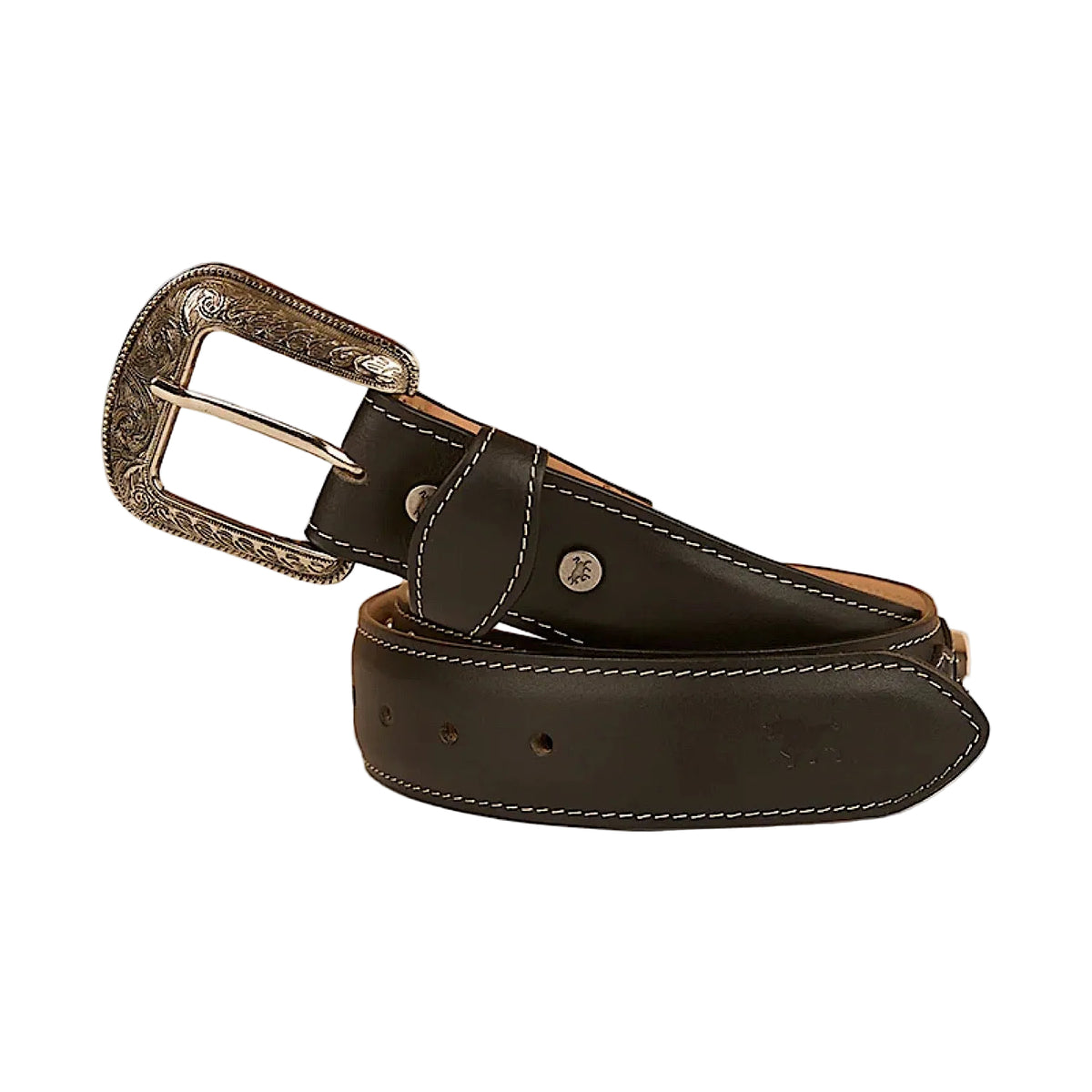 Ringers Western Cattleman Belt - Black/Silver