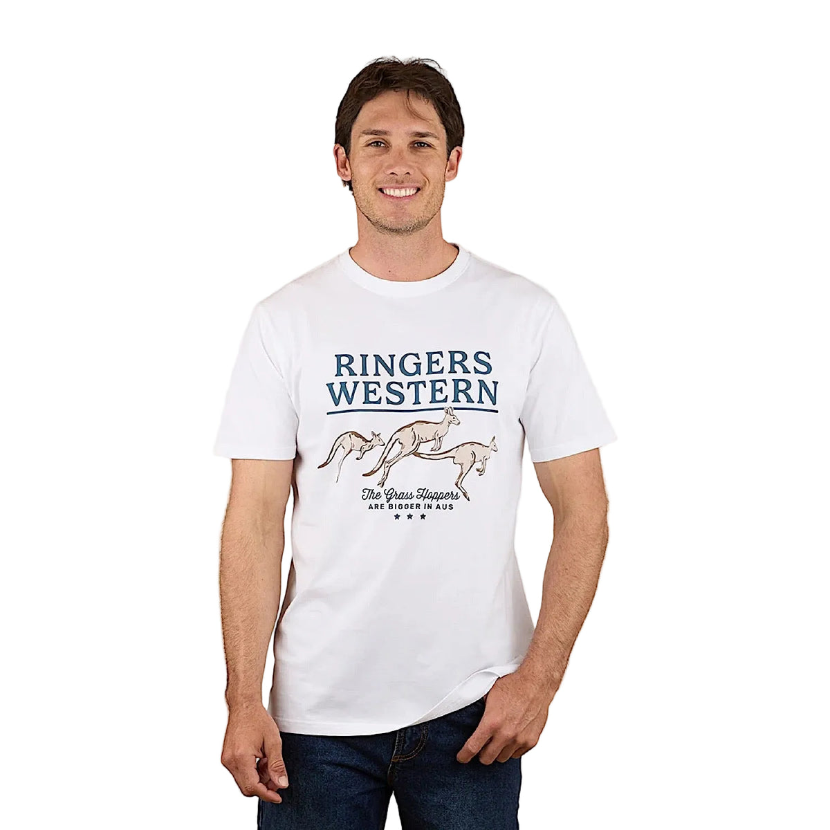 Ringers Western Grass Hopper Souvenir Unisex Loose Fit T-Shirt - White