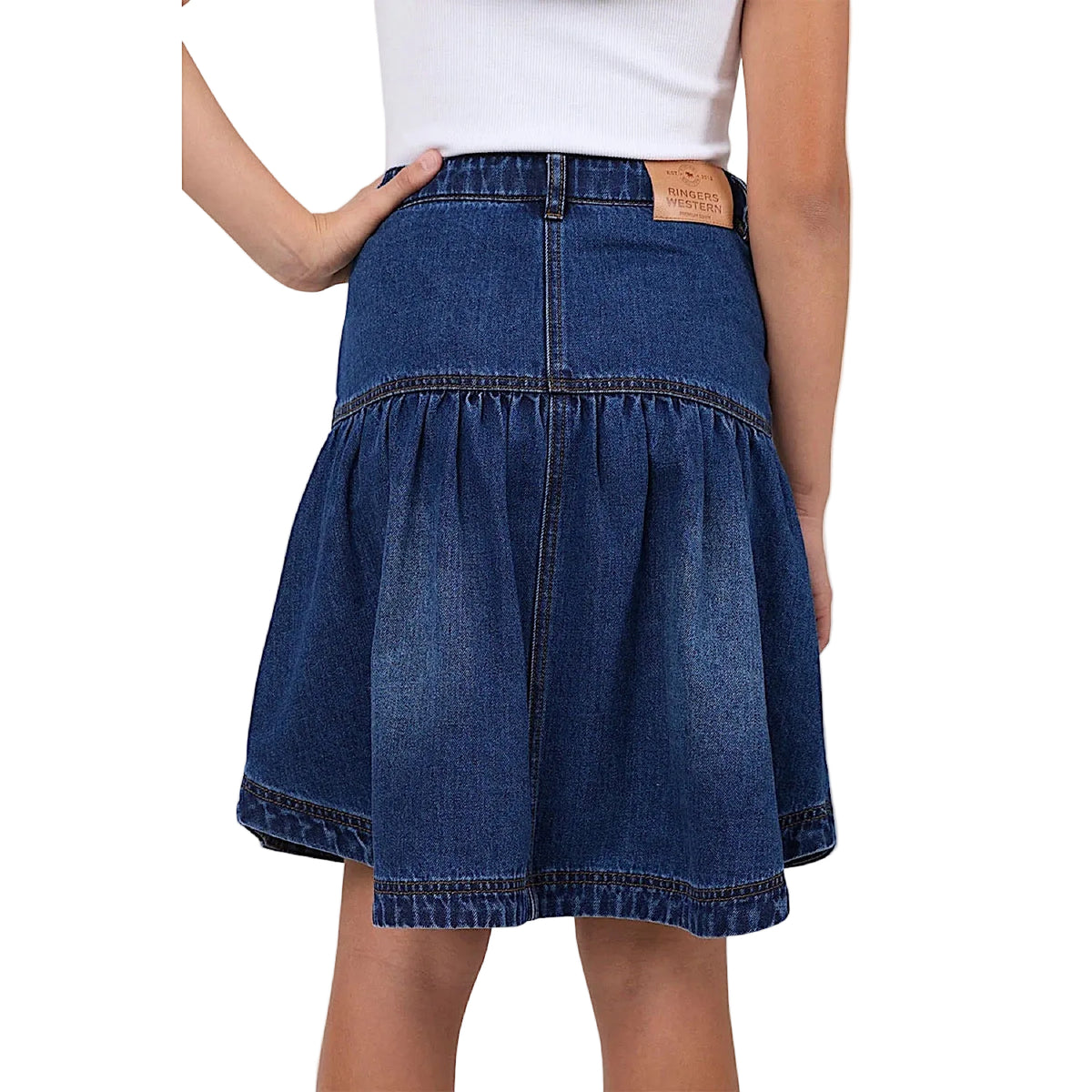 Ringers Western Youth Girls Marlowe Denim Midi Skirt - Classic Blue