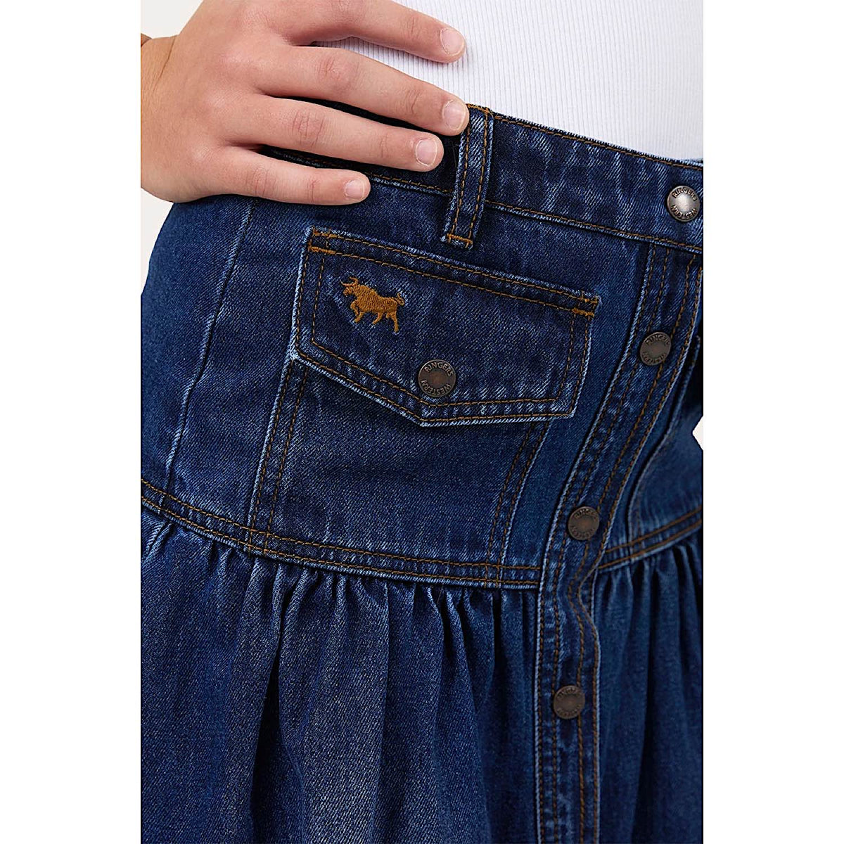 Ringers Western Youth Girls Marlowe Denim Midi Skirt - Classic Blue