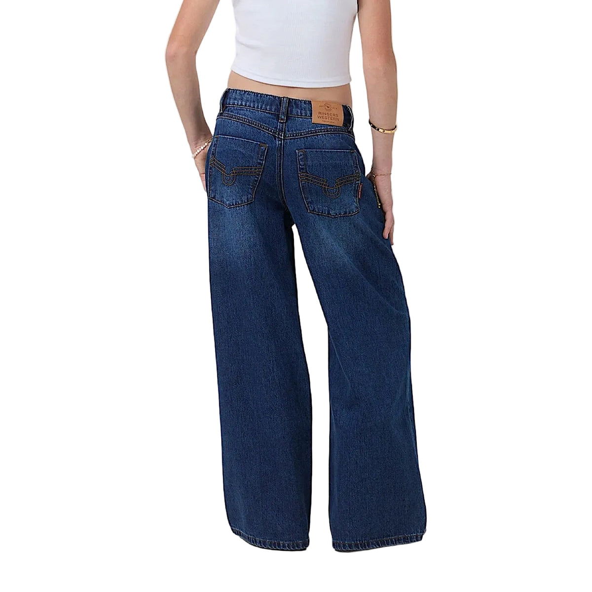 Ringers Western Youth Girls Macey Wide Leg Jean - Classic Blue