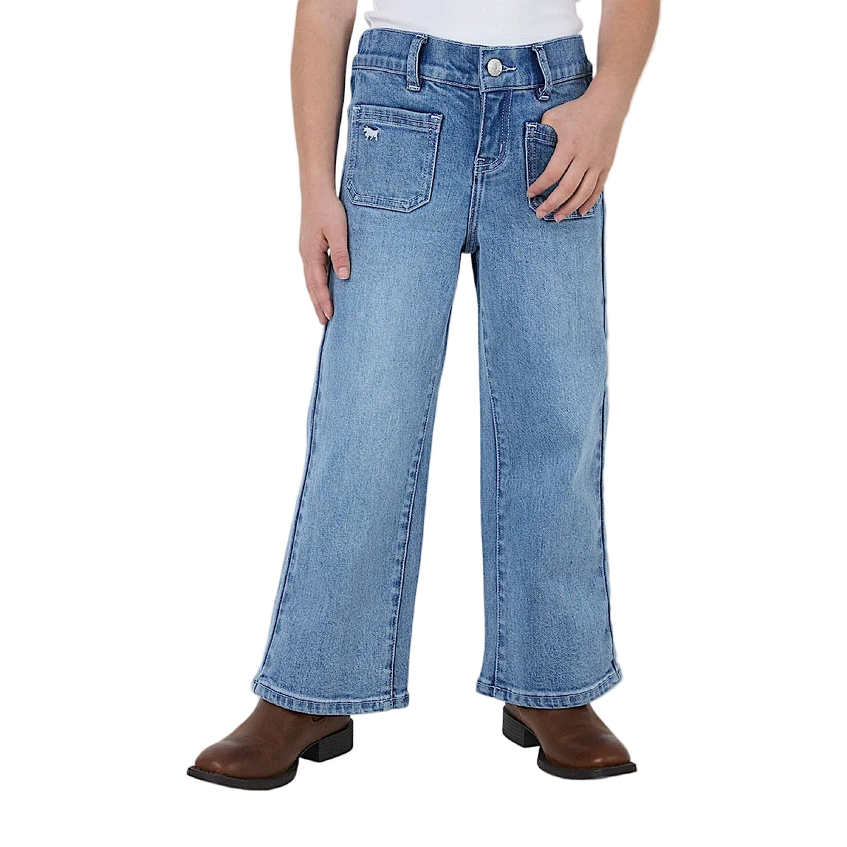 Ringers Western Kids Girls Georgie Wide Leg Jean - Light Blue
