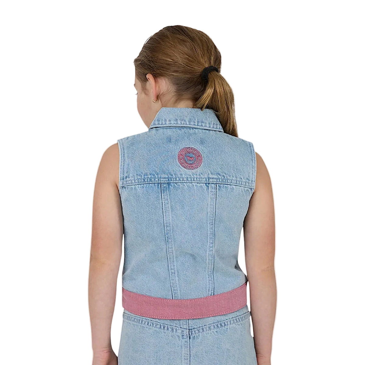 Ringers Western Kids Girls Cowgirl Club Studded Vest - Light Blue