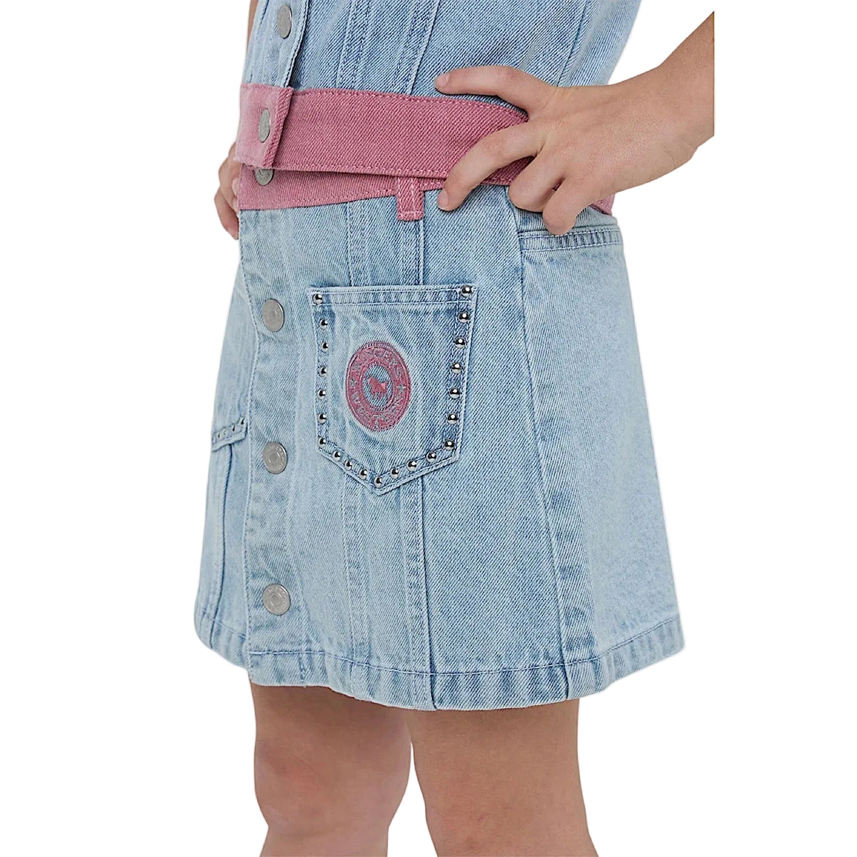 Ringers Western Kids Girls Cowgirl Club Studded Mini Skirt - Light Blue