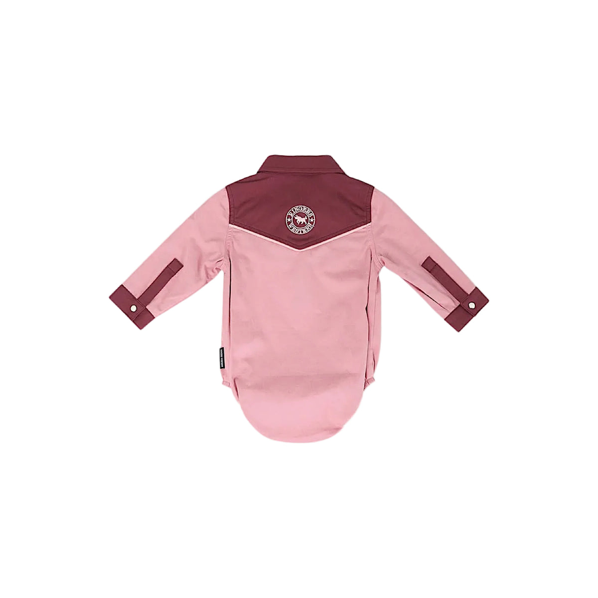 Ringers Western Babies Girls Bonnie Western Shirt Romper - Dusty Pink/Plum